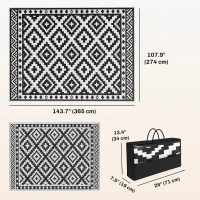 Outsunny Outdoor Rug Carpet Reversible Plastic Straw Rug with LED Lights 12' x 9'(m-3)