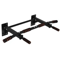 Soozier Pull Up Bar Wall Mount Chin Up Bar, Upper Body Strength Training Station with Non-Slip Foam for Home Gym, Black(m-2)
