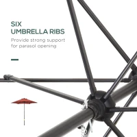 Outsunny 6.6FT Patio Umbrella, Outdoor Parasol with 6 Solid Ribs, Wine Red(m-5)