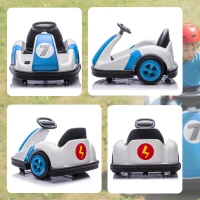 Qaba 6V Kids Bumper Car with Big Wheels, Electric Car for Kids with 360-Degree Spin, Slow Start, for 37-72 M, Blue(m-8)