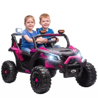 Qaba 24V 2 Seater Ride On Truck Car for Big Kids with Remote Control, Dual Motors, 4-Wheel Suspension for Ages 3-8, Pink(m-11)