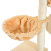 PawHut 39" Deluxe Cat Tree Tower Scratching Post Kitten Condo Activity Center Deep Cream(m-12)