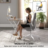 HOMCOM Folding Computer Desk, 32" Foldable Desk with Monitor Shelf for Small Space, Home Office, Easy Assembly, Natural Wood(m-5)