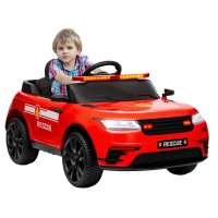 Qaba 12V Kids Electric Fire Truck w/ Remote Control, Spring Suspension, Transport Wheel, Siren, Music, Light, Horn, Red(m-9)
