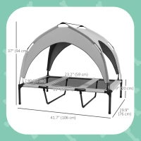 PawHut Raised Dog Bed Cooling Dog Cot w/ Canopy Washable Breathable Mesh, for Large Dogs, Light Grey(m-3)