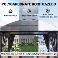 Outsunny 10' x 10' Outdoor Hardtop Gazebo Canopy with UV60+ Polycarbonate Roof, Steel Frame, Central Hook, Curtains, Dark Grey(m-4)