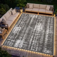 Outsunny Outdoor Rug Carpet Waterproof Camping with LED Lights, Carry Bag & Stakes, 12' x 9'(m-1)