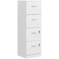HOMCOM Vertical Filing Cabinet with Lock, 4 Drawer File Cabinet with Adjustable Hanging Bar for A4 and Letter Size, White(m-2)