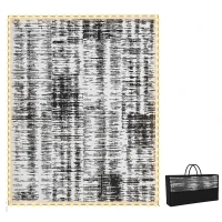 Outsunny Reversible Outdoor Rug Carpet with LED Lights, Carry Bag & Ground Stakes for Backyard, Deck, Picnic, Beach, 10' x 8'(m-1)