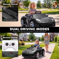 Qaba 12V Kids Ride On Car, Licensed Porsche Carrera GT with Remote, Rear Suspension, Smooth Start for Ages 3-6, Black(m-5)