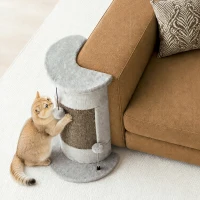 PawHut 23" Cat Scratching Post with Covered Plush, Play Balls, for Indoor Cats, Grey(m-1)