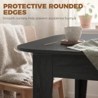 HOMCOM Extendable Oval Dining Table for 4-6, Farmhouse Expandable Kitchen Table, Round Edges, Black Wood Grain(m-6)