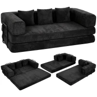 HOMCOM 81" Boneless Couch, 5-in-1 Convertible Sofa Bed with 29.5" Deep Seat, High-Density Foam, No Assembly, Black(m-13)