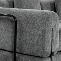 HOMCOM 96.5" Folding Sofa Bed, Convertible Boneless 3 Seater Modular Sectional Couch with Wide and Deep Seat, Grey(m-9)