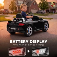 Qaba 12V Kids Ride On Car, Licensed Porsche Carrera GT with Remote, Rear Suspension, Smooth Start for Ages 3-6, Black(m-7)