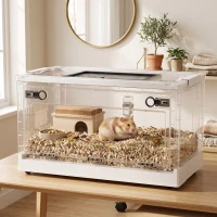PawHut Hamster Cage, Stackable Gebril Cage with Front Door, Ventilated Small Animal Habitat for Dwarf Hamsters, Gerbils, Mice(m-9)
