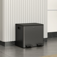 HOMCOM Garbage Bin, Soft-Close Trash Can with Foot Pedal, 2x4 Gallon (2x15 L) Garbage Can with Removable Inner Buckets, Black