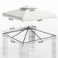 Outsunny 10' x 10' Gazebo Replacement Canopy 2 Tier Top UV Cover Pavilion Garden Patio Outdoor Cream White (TOP ONLY)(m-3)