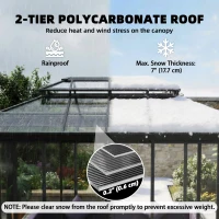 Outsunny 10' x 14' Outdoor Hardtop Gazebo, Aluminum Sun Room Solarium with Sliding Doors, Double Roof Patio Gazebo, Dark Grey(m-6)