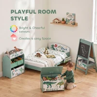 Qaba Kids Storage Chest with Lid, Toy Box with Safety Hinges and Groove Handles for Kids, Bedroom, Playroom, Nursery, Green(m-5)