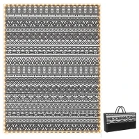 Outsunny Outdoor Rug Carpet with USB Lights Reversible Patio Rug with Carry Bag for Camping 12' x 9'(m-13)