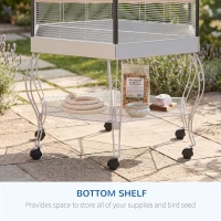 PawHut 77" Flight Bird Cage Hexagon Covered Canopy Portable Aviary With Storage(m-7)