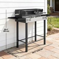 Outsunny BBQ Rotisserie Grill Charcoal, Split Roaster for Chicken Turkey, 3-Level Grill Grate, Storage Shelves, Stainless Steel(m-3)