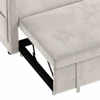 HOMCOM 52" Sofa Bed, Holland Velvet Loveseat Pull Out Sleeper Sofa with USB Ports, Adjustable Backrest, Side Pockets, Beige(m-11)