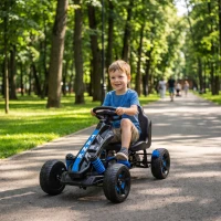 Qaba Kids Pedal Go Kart, Ride on Toy with Automatic Clutch, Brake, Non-Slip EVA Tires for Boys Girls 3-6 Years, Blue(m-1)