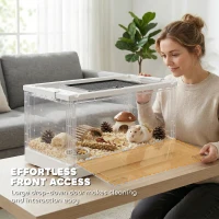PawHut Hamster Cage, Stackable Gebril Cage with Front Door, Ventilated Small Animal Habitat for Dwarf Hamsters, Gerbils, Mice(m-4)