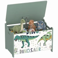 Qaba Kids Storage Chest with Lid, Toy Box with Safety Hinges and Groove Handles for Kids, Bedroom, Playroom, Nursery, Green(m-13)