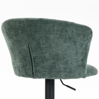 HOMCOM Adjustable Bar Stools Set of 2 with Back, Footrest, Chenille Upholstered Bar Chairs for Kitchen Island, Dark Green(m-11)