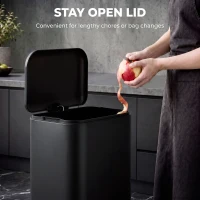 HOMCOM 13.2 Gallon Garbage Can, Slim Stainless Steel Trash Can with Removable PP Inner Bucket, Soft-Close Lid, Black(m-6)