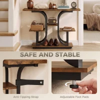 HOMCOM 42.5" Modern Console Table, 3-Tier Narrow Entryway Table with Open Storage Shelves for Entryway, Rustic Brown(m-7)