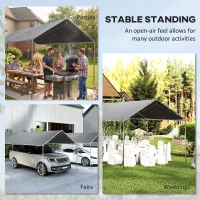 Outsunny 10'x20' Carport Heavy Duty Galvanized Car Canopy with Included Anchor Kit, 3 Reinforced Steel Cables, Grey(m-7)