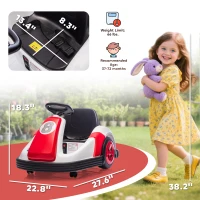 Qaba 6V Kids Bumper Car with Big Wheels, Electric Car for Kids with 360-Degree Spin, Slow Start, for 37-72 M, Red(m-3)