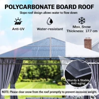 Outsunny 10' x 10' Polycarbonate Hardtop Gazebo Canopy, Outdoor Patio Gazebo with Aluminum Frame & Curtains, Dark Grey(m-4)