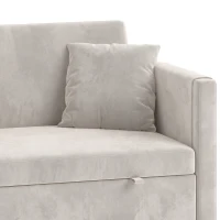 HOMCOM 52" Sofa Bed, Holland Velvet Loveseat Pull Out Sleeper Sofa with USB Ports, Adjustable Backrest, Side Pockets, Beige(m-10)