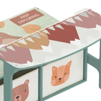 Qaba Kids Toy Box Chest, 3-in-1 Convertible Wooden Toy Storage Bench w/  2 Non-Woven Drawers, for Bedroom, Playroom, Green(m-11)