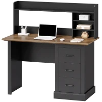HOMCOM Computer Desk with 3 Drawers and Storage Shelves, 47" Home Office Study Writing Table, Walnut and Black(m-11)
