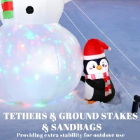 Outsunny Christmas Blow Up Outdoor Decorations, 8FT Christmas Inflatables Snowman with Colorful LED Light for Indoor(m-6)