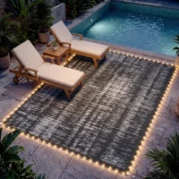 Outsunny Reversible Outdoor Rug Carpet with LED Lights, Carry Bag & Ground Stakes for Backyard, Deck, Picnic, Beach, 10' x 8'(m-8)