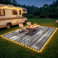Outsunny Outdoor Rug Carpet Waterproof Camping with LED Lights, Carry Bag & Stakes, 12' x 9'(m-8)