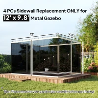 Outsunny Replacement Mesh Sidewall Netting for 10' x 12' Gazebos and Canopy Tents with Zippers, (Sidewall Only) White(m-3)