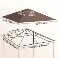 Outsunny 10' x 10' Square Gazebo Canopy Replacement UV Protected Top Cover Sun Shade Coffee(m-3)