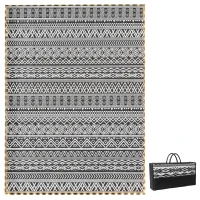 Outsunny Outdoor Rug Carpet with USB Lights Reversible Patio Rug with Carry Bag for Camping 12' x 9'(m-2)