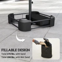 Outsunny Garden Parasol Base 176 lbs Sand Filled Heavy Duty Stand for Cantilever Umbrellas and 1.9" Poles Black(m-4)