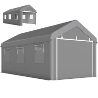 Outsunny 10' x 20' Carport, Heavy Duty Portable Garage with 6 Mesh Windows and 2 Doors, Light Grey(m-2)