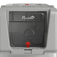 PawHut Stainless Steel Cat Litter Box with Lid, XL High Sided Enclosed Metal Litter Box w/ Scoop, Step, Pedal, Grey(m-11)