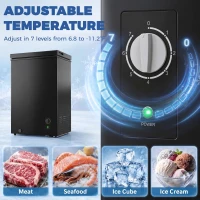 HOMCOM Mini Freezer, 3.5 Cu.Ft Chest Freezer with 7-Setting Adjustable Thermostat, Wire Basket, Quiet Operation, Black(m-6)